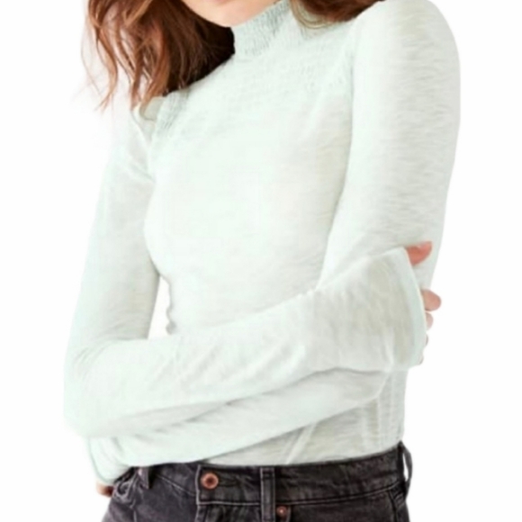 NWT Free People Caroline Smocked Turtleneck - Picture 1 of 10